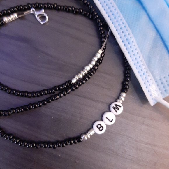 "BLM" Handmade Beaded Face Mask Lanyards "black lives matter" - Picture 2 of 5